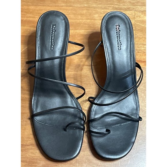 Reformation Rachel Leather Sandals in Black New - Picture 3 of 11